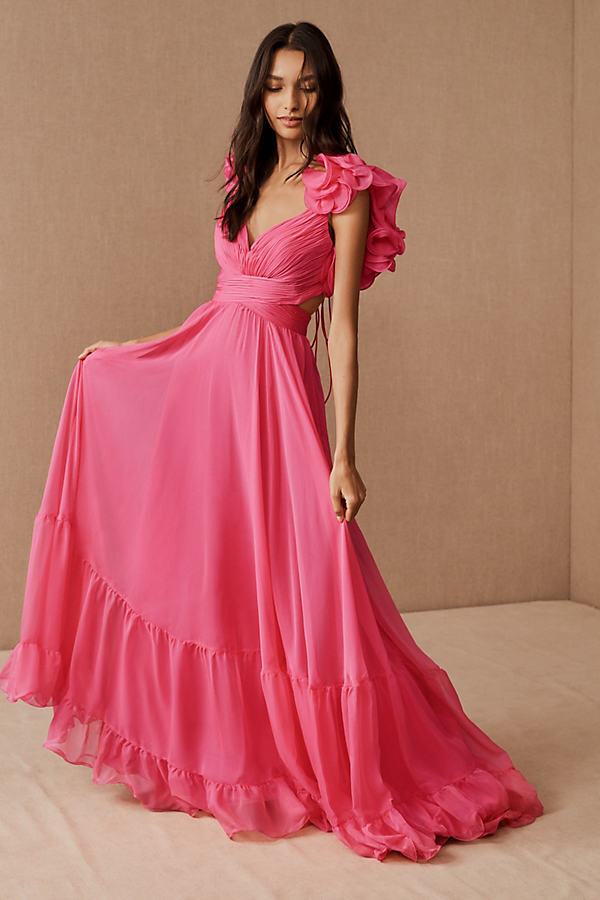 mac duggal pink dress