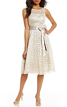 Jessica Howard Rosette Belted Fit-and-Flare Dress