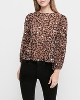 Thumbnail for your product : Express Leopard Foil Print Tie Back Peplum Top