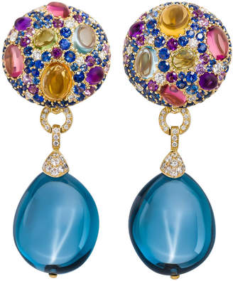 Margot McKinney Jewelry Carnivale Denim Blue Topaz Earrings with Diamonds