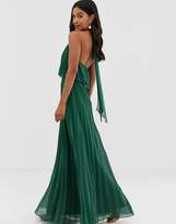 Thumbnail for your product : ASOS Design DESIGN halter tie neck maxi dress in pleat
