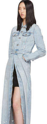 Alexander Wang Blue Denim Fitted Trench Jacket