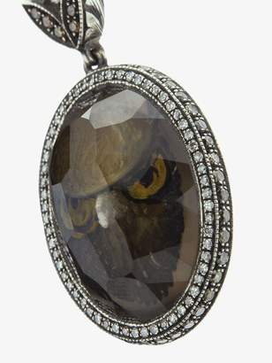 Sevan Biçakci 18K yellow gold owl face intaglio moonstone diamond drop earrings