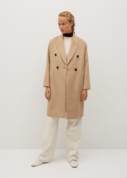 mango buttoned wool coat
