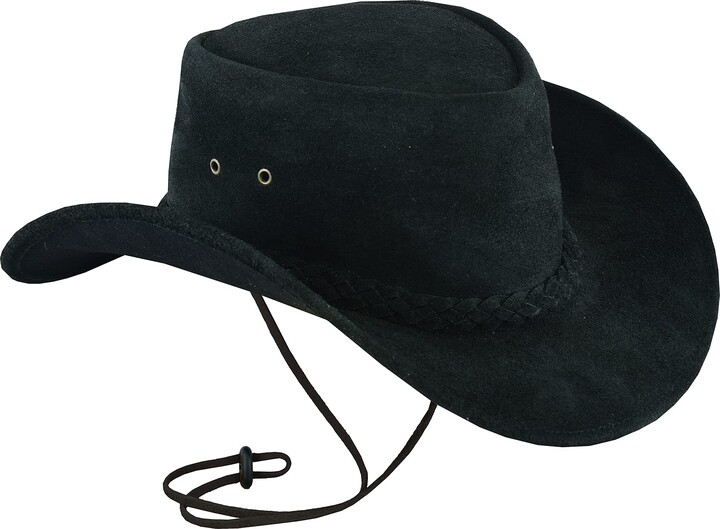 Leatherick Cowboy Hats for Men Braided Western Aussie Style Wide Brim