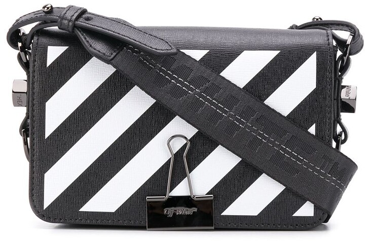 black and white striped crossbody bag