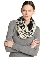 Thumbnail for your product : La Fiorentina black and ivory fragrance tree branch print wool blend scarf