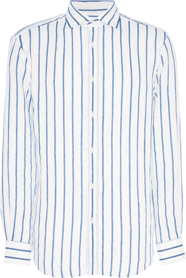 Ralph Lauren Purple Label Serengeti Striped Linen Shirt - ShopStyle Tops