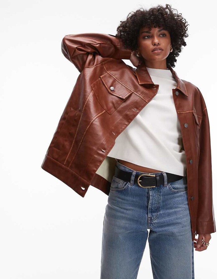 Rust Leather Jacket ShopStyle