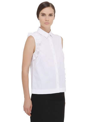 Simone Rocha Sleeveless Ruffled Cotton Poplin Shirt