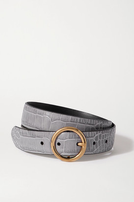 grey leather belt womens