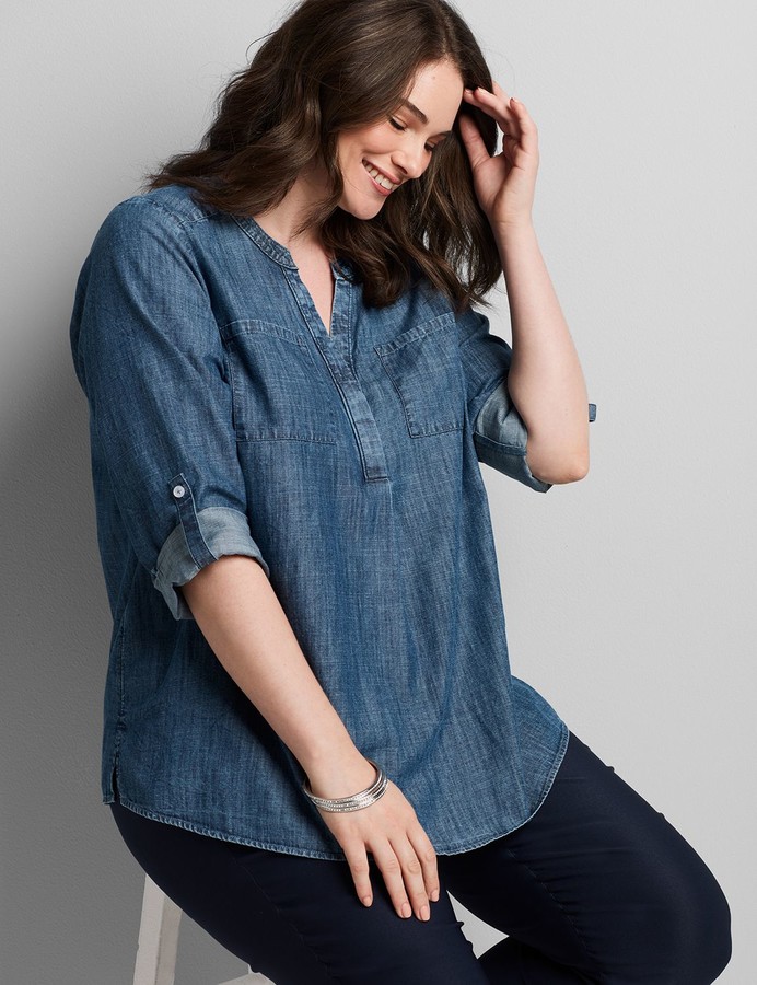 plus size denim chambray shirt