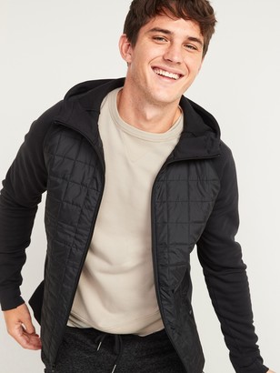 dynamic fleece quilted hybrid zip hooded jacket for women