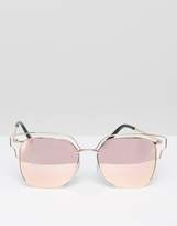 Thumbnail for your product : A. J. Morgan Aj Morgan Square Metal Sunglasses In Rose Gold With Mirror Lens