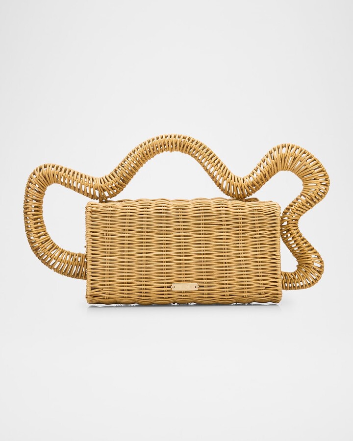 Cult Gaia Elsa Wavy Rattan Clutch Bag