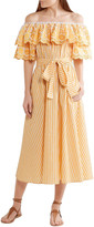 Thumbnail for your product : Gül Hürgel Off-the-shoulder Embroidered Cotton And Linen-blend Midi Dress