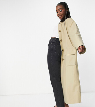 ASOS Tall ASOS DESIGN Tall cord collared boyfriend trench coat brown -  ShopStyle