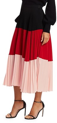 Akris Punto Colorblock Plisse Pleated Midi Skirt