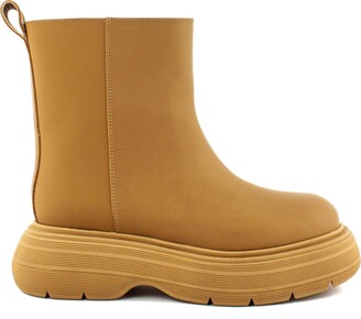 cognac leather ankle booties