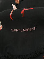 Thumbnail for your product : Saint Laurent twill flamingo print scarf