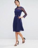Thumbnail for your product : Little Mistress Lace Long Sleeve Skater Dress