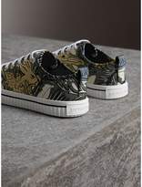 Thumbnail for your product : Burberry Beasts Print Cotton Blend Trainers