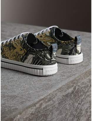 Burberry Beasts Print Cotton Blend Trainers