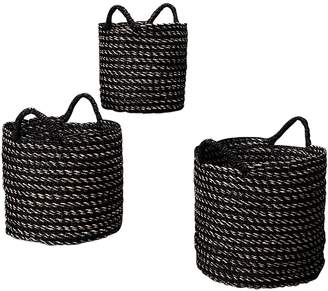 Inartisan Black Stripe Basket with Handles, Small