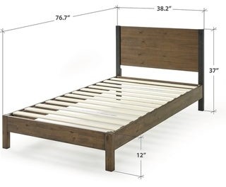Zinus Priage By 12 Inch Wood Platform, Priage By Zinus Antique Espresso Solid Wood Platform Bed With Headboard