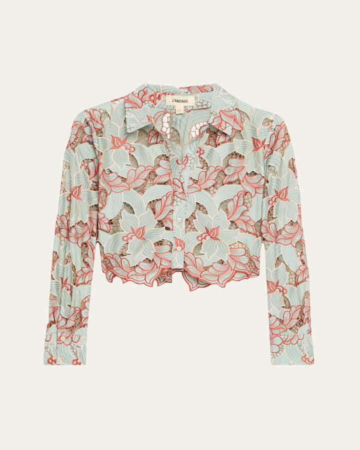 L'Agence Akemi Cropped Button-Front Shirt