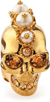 Thumbnail for your product : Alexander McQueen Punk Skull Pearl Ring, Golden
