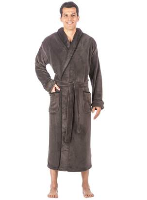 Noble Mount Men's Premium Coral Fleece Long Hooded Plush Spa/Bath Robe - L/XL