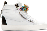 Thumbnail for your product : Giuseppe Zanotti White Jewel-Embellished High-Top Sneakers