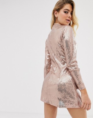 In The Style rose gold sequin dress