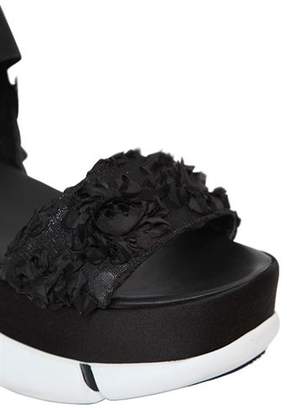 Elena Iachi 60mm Platform Sandals W/ Flowers