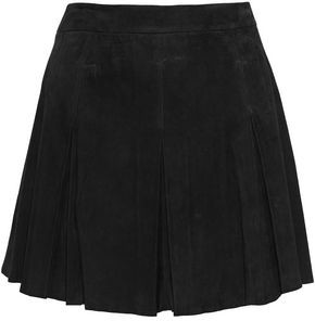 Alice + Olivia Lee Pleated Suede Mini Skirt