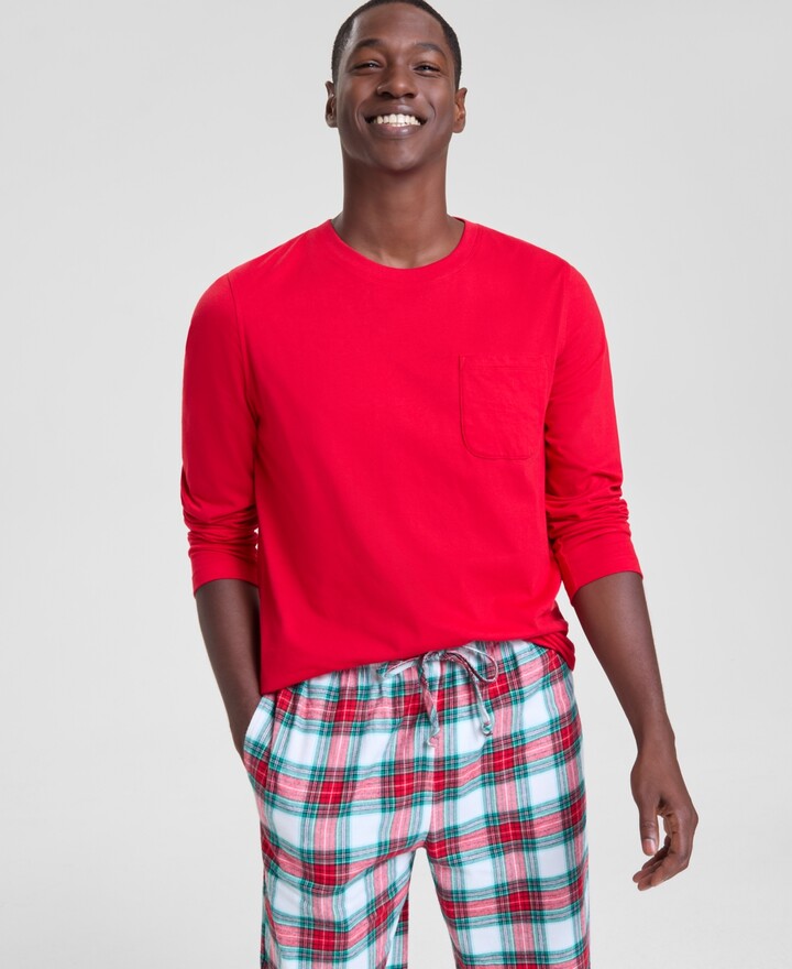 Holiday Lane Holiday Lane's Men's Merry Mix Plaid Crew Neck Matching Family Pajamas Set, Created for Macy's