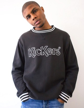 Kickers classic logo sweatshirt with rib neck in black