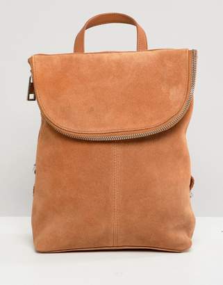 ASOS Design DESIGN suede mini foldover backpack