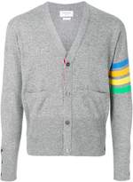 Thumbnail for your product : Thom Browne v-neck striped sleeve cardigan