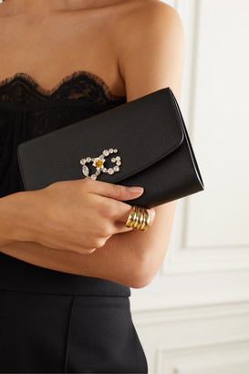 Dolce & Gabbana Mini Crystal-embellished Textured-leather Shoulder Bag - Black