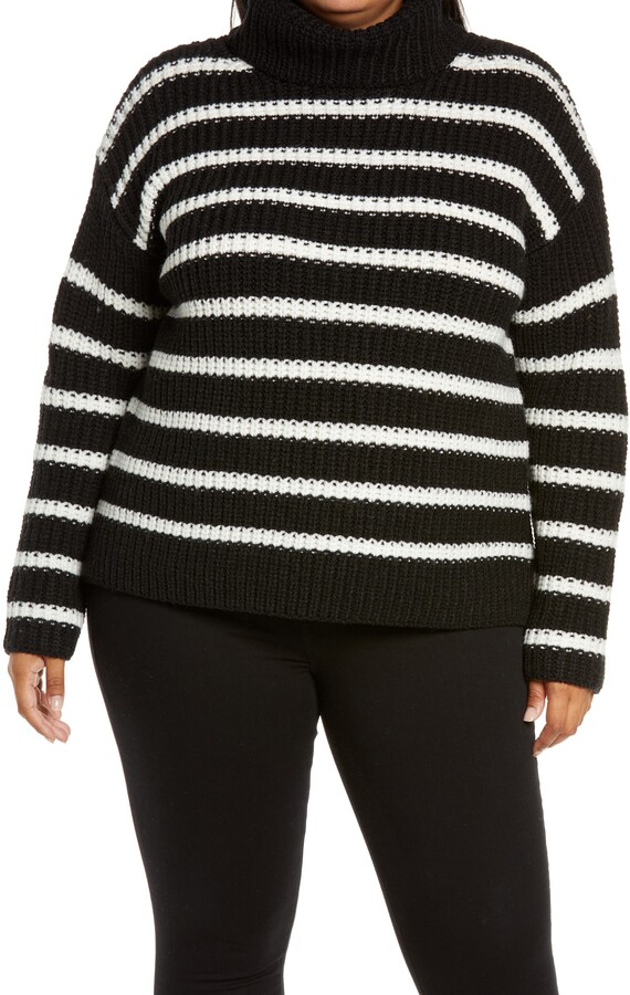 Tootless-Men Pullover Stripe Turtleneck Simple Plus Size Sweater 