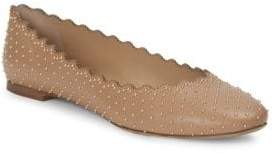Chloé Studded Scallop Leather Ballet Flats