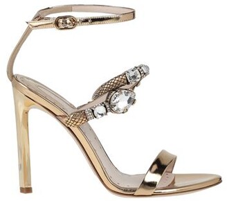 Roberto Cavalli Satin and Leather Wedge Sandal - ShopStyle