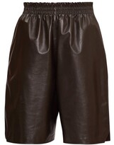 Thumbnail for your product : Bottega Veneta Elasticated-waist Leather Shorts - Dark Brown