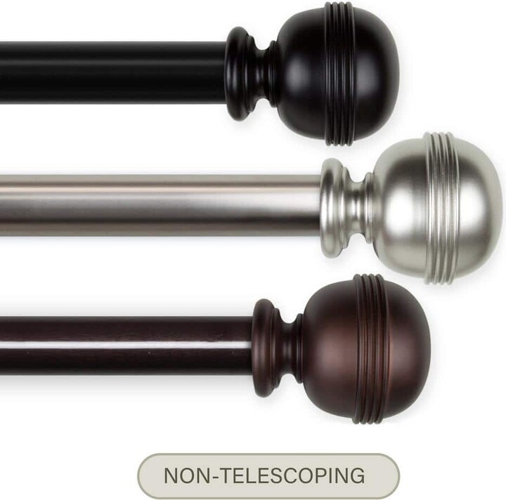 EMOH Jovelle 13 FT Non-Adjustable Custom Cut Single Curtain Rod 1.5 inch Diameter in Cocoa with Finial