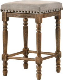 Albermarle Beige Fabric Counter Height Stools 2 , Weathered Oak Accent, And Elegant For Daily Use Seat 2 - & Charming