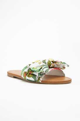 Forever 21 Floral Print Bow Slide Sandals - ShopStyle
