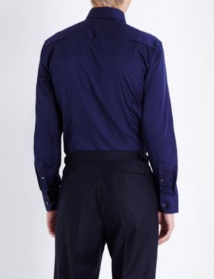 Eton Contrast-trim slim-fit cotton-twill shirt