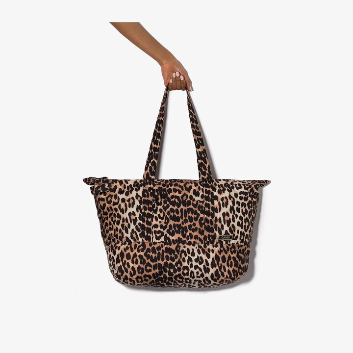 Ganni Multicoloured leopard print tote bag - ShopStyle